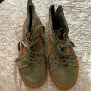 Vans, green and gum brown zip up high top